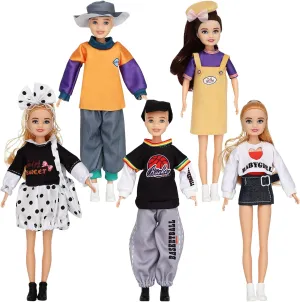 ONEST 5 Sets 9 Inches Fashion Girl Dolls Include 5 Pieces Girl Fashion Dolls, 5 Pieces Handmade Doll Clothes, 5 Pairs of Doll Shoes