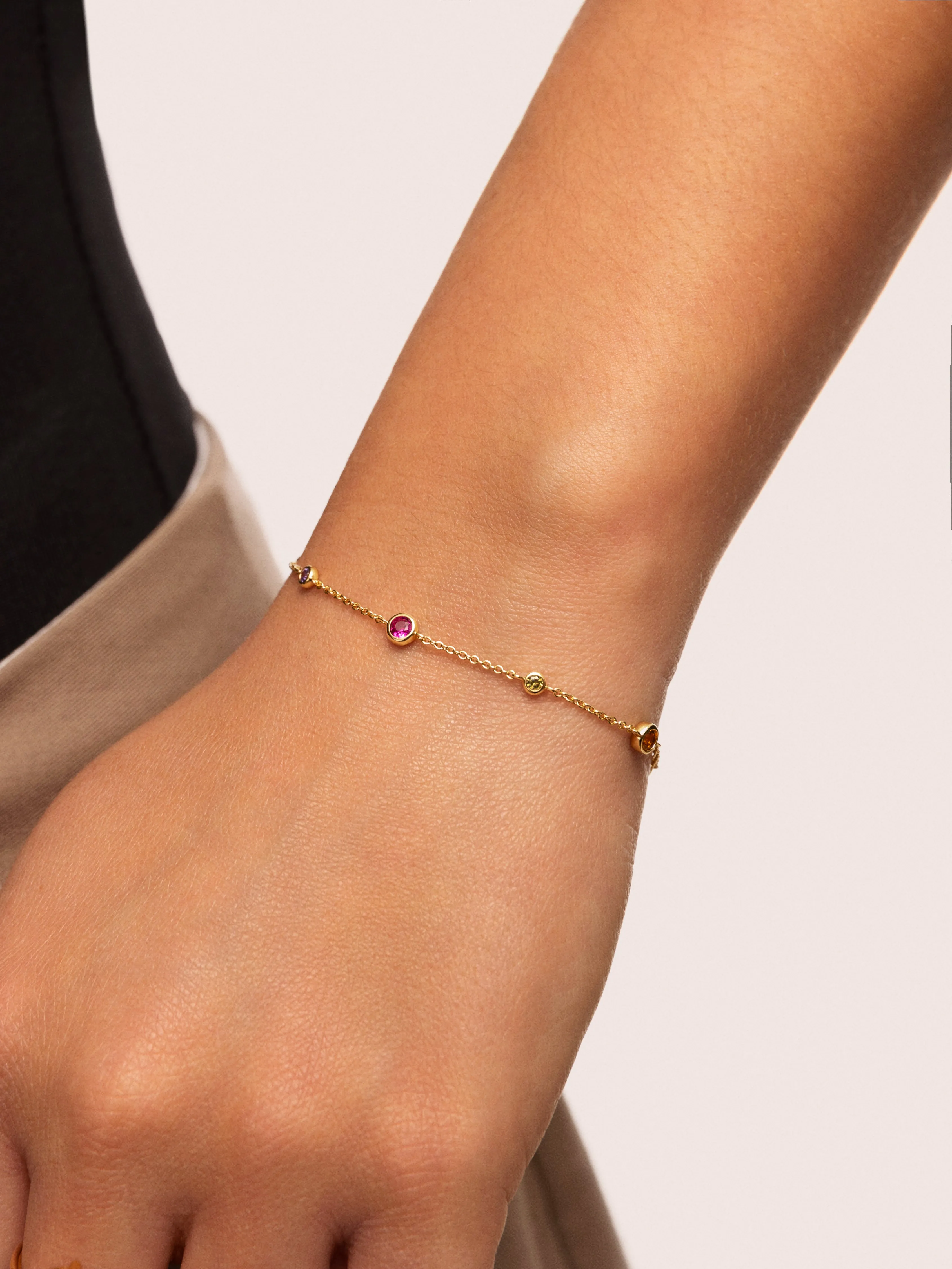 Orbit Multicolor Stainlees Steel Gold Bracelet 
