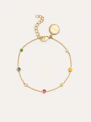 Orbit Multicolor Stainlees Steel Gold Bracelet 