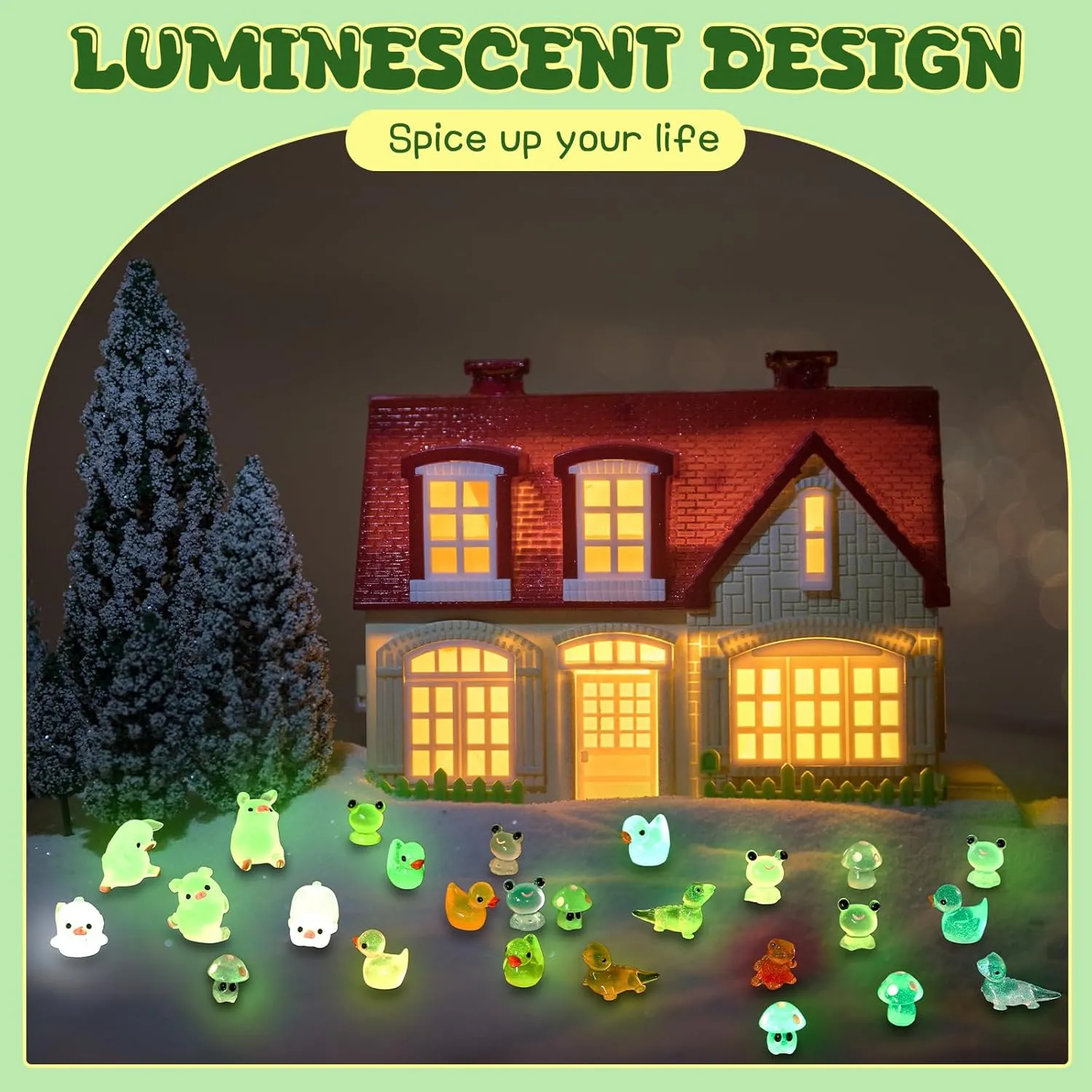 Outus 154 Pcs Luminous Mini Resin Animals Glow in The Dark Ducks Tiny Resin Animal Figurines Glow in The Dark Mini Figurines for Micro Garden Landscape Cake Potted Plants Decor Supplies (Cute)