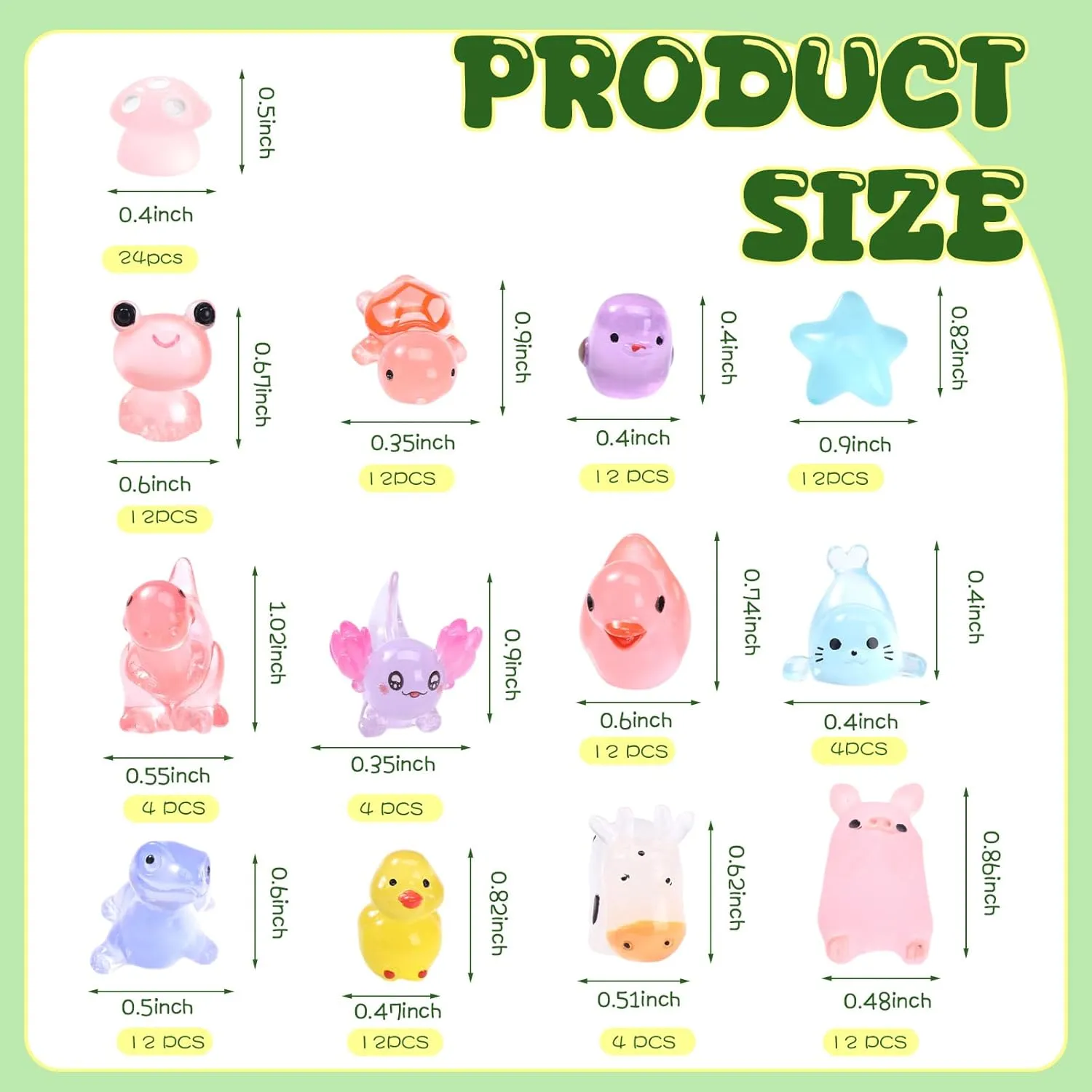 Outus 154 Pcs Luminous Mini Resin Animals Glow in The Dark Ducks Tiny Resin Animal Figurines Glow in The Dark Mini Figurines for Micro Garden Landscape Cake Potted Plants Decor Supplies (Cute)