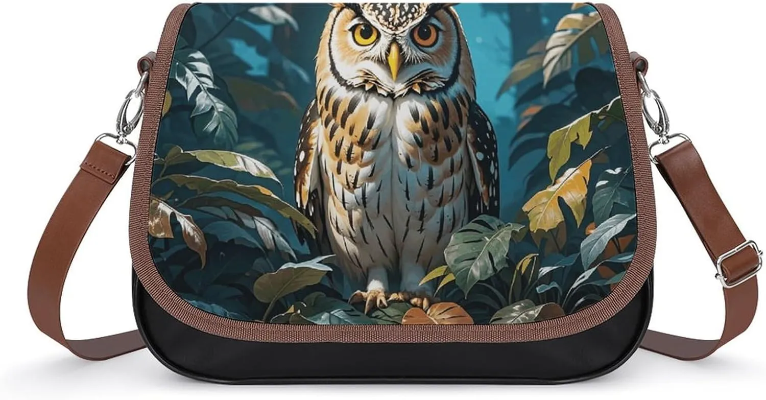 Owl Nocturnal Exotic Laptop Tote Bag Leather Computer Bags Lined Shoulder Purse Purses And Handbags Business Office Work Bag Top Handle Handbag for Women