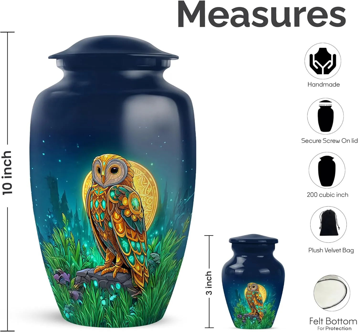 Owl Small Cremation Urns for Human Ashes - Small Urn for Human Adult - Cremation Urns for Ashes - Cremation Urn for Human - 3 Inch Pack of 2
