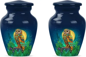 Owl Small Cremation Urns for Human Ashes - Small Urn for Human Adult - Cremation Urns for Ashes - Cremation Urn for Human - 3 Inch Pack of 2