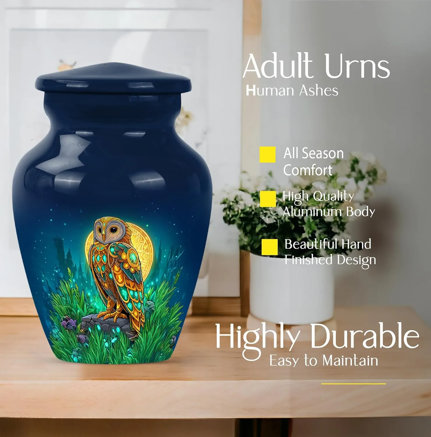 Owl Small Cremation Urns for Human Ashes - Small Urn for Human Adult - Cremation Urns for Ashes - Cremation Urn for Human - 3 Inch Pack of 2