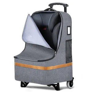 Padded Car Seat Travel Bag with Wheels and Telescoping Handle,Carseat Cover for Airplane,Heavy Duty Travel Backpack with Shoulder Strap Car Seat Carrier for Airport Toddler Air Travel,Grey