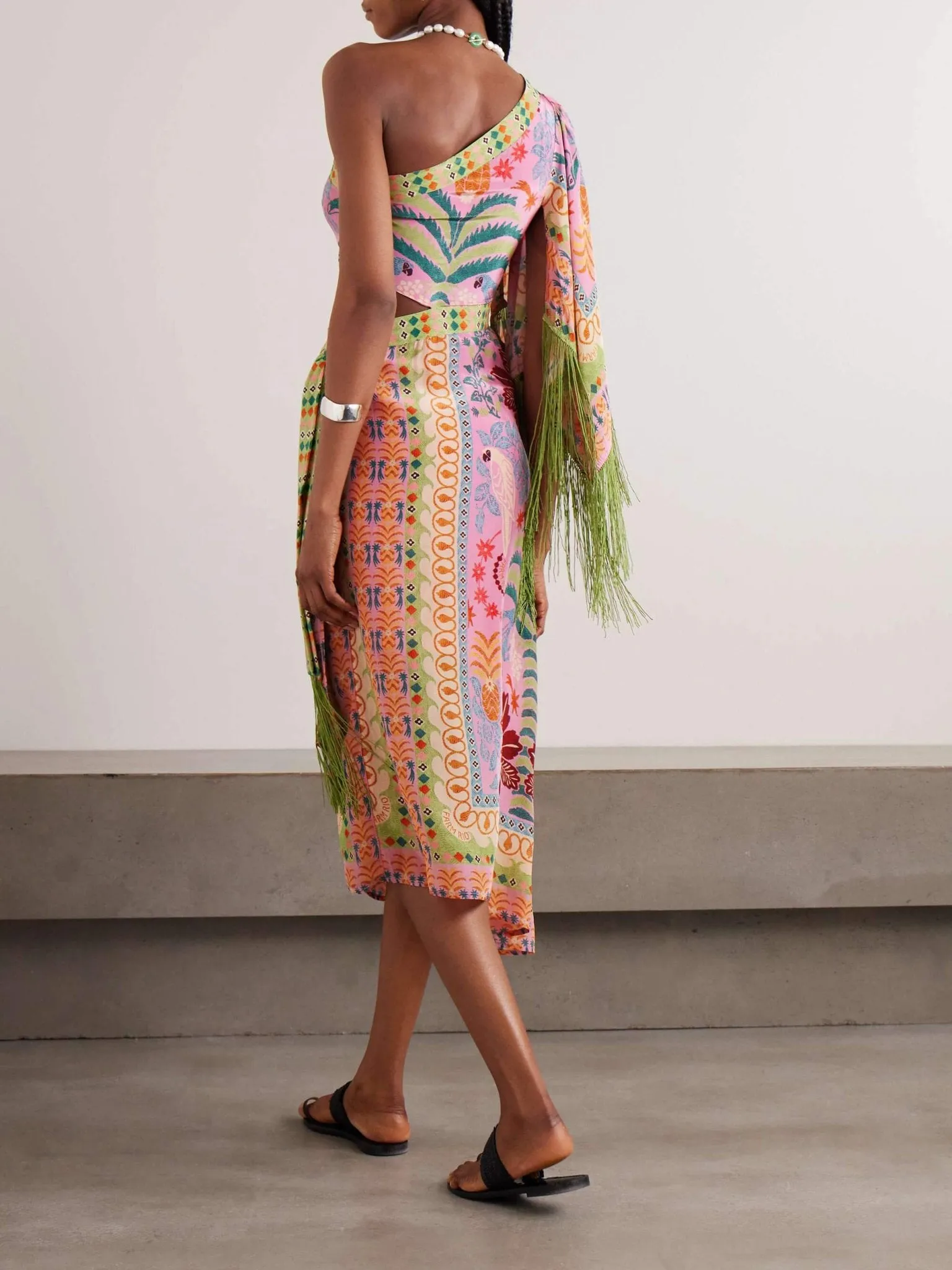 Palm Paradise One-Shoulder Midi Dress