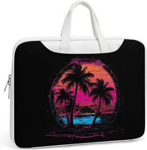 Palm Trees Vintage Sunrise Laptop Sleeve Bag Protective Case Handbag With Shoulder Strap for Computer 10-17 Inch
