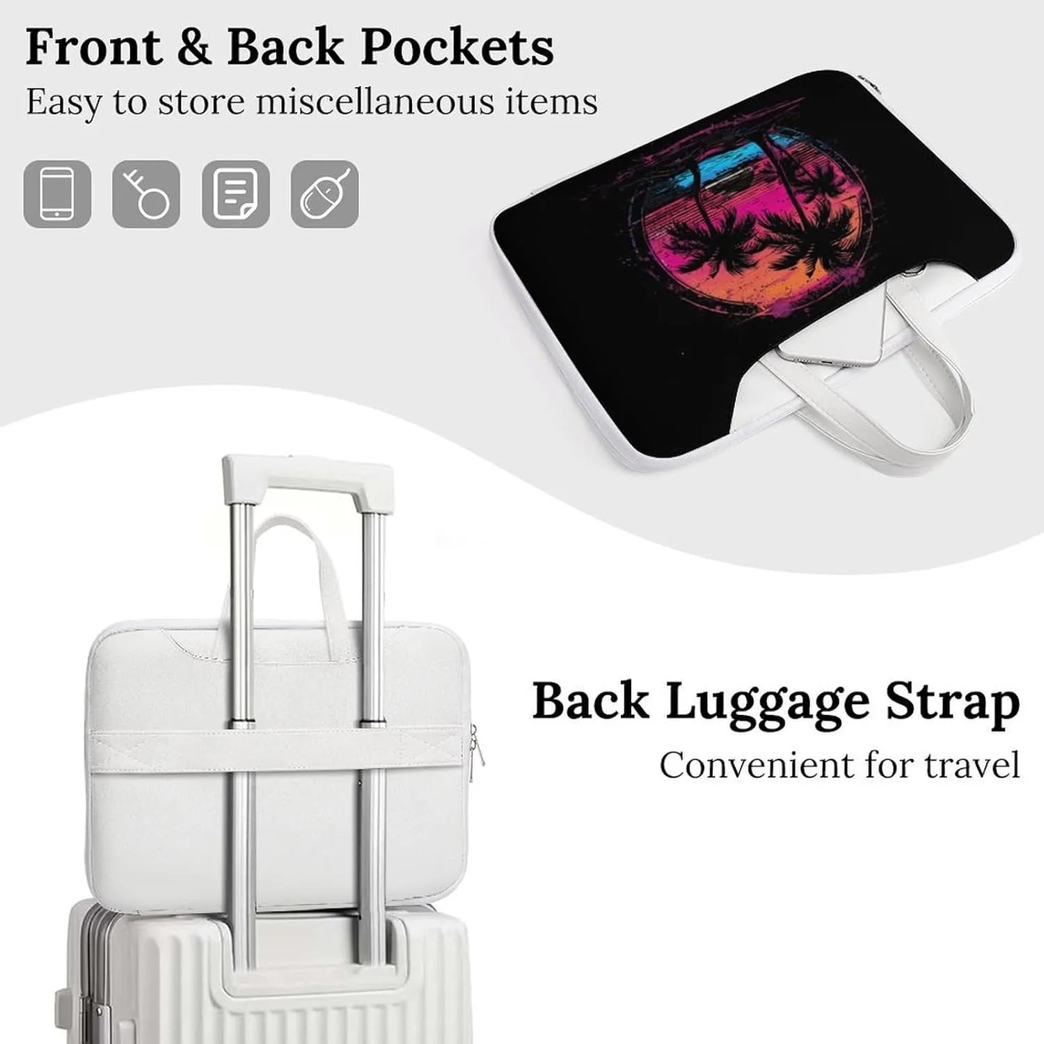 Palm Trees Vintage Sunrise Laptop Sleeve Bag Protective Case Handbag With Shoulder Strap for Computer 10-17 Inch