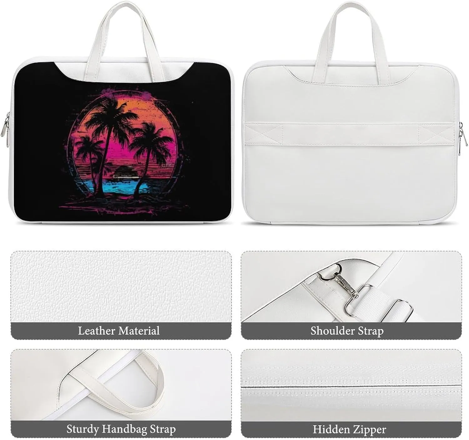 Palm Trees Vintage Sunrise Laptop Sleeve Bag Protective Case Handbag With Shoulder Strap for Computer 10-17 Inch