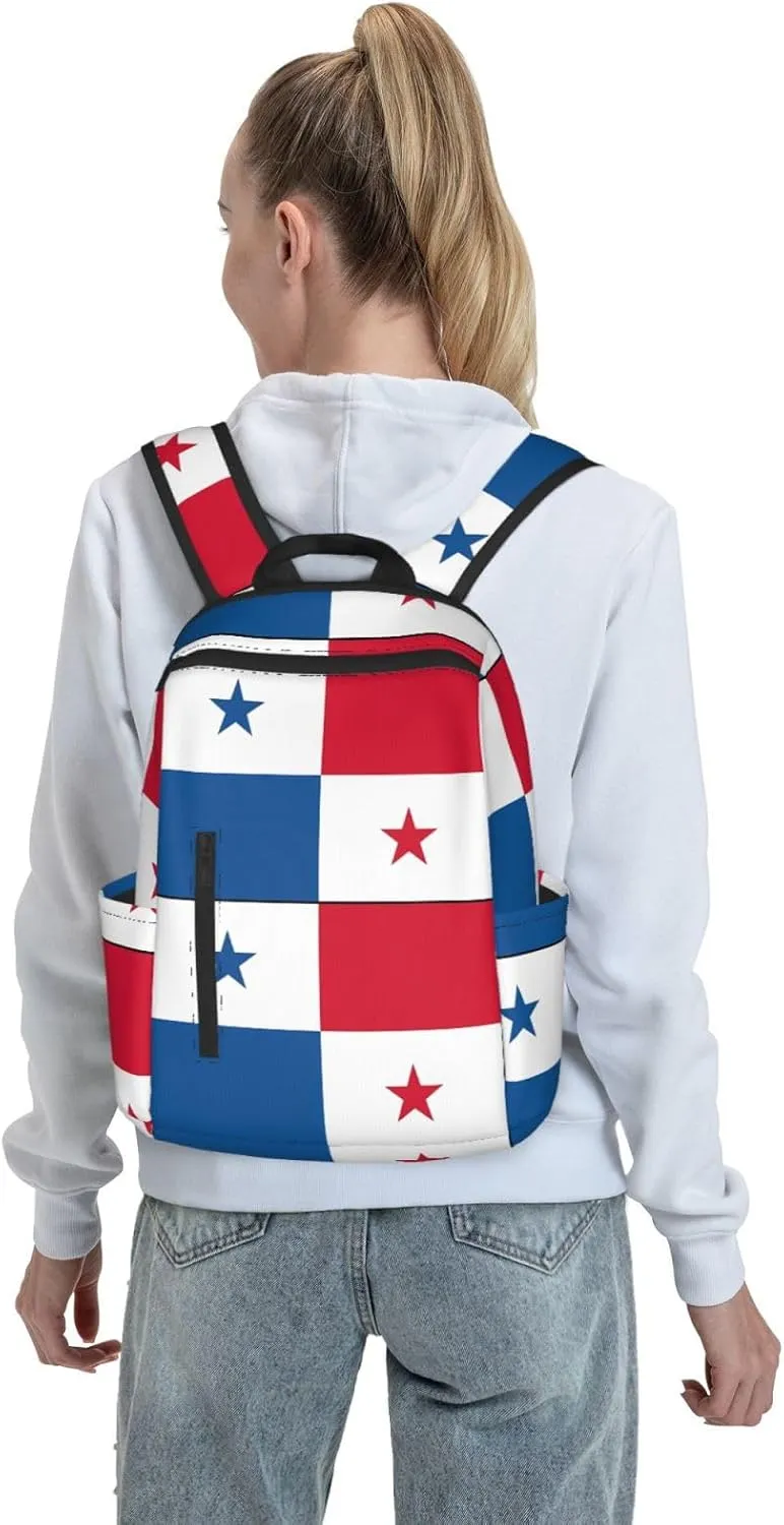 Panama Flag Travel Backpacks Casual Laptop Backpack Sport Rucksack Large Capacity Daypack Multi-Pockets Adjustable Strap Bag for Working Hiking