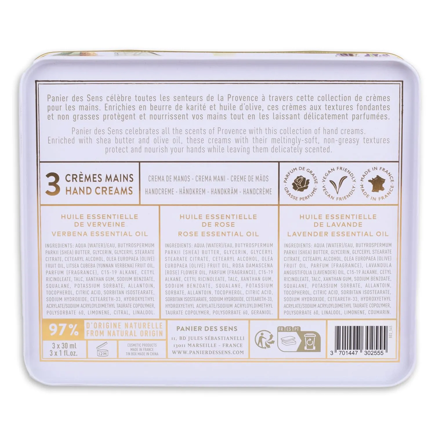 Panier des Sens - Mini Hand Cream Set - Birthday, Gifts for Women - Rose, Lavender, Verbena Natural Hand Cream - Gift Ideas Made in France - 97% Natural - Hand Lotion Travel Size 3x1 Floz