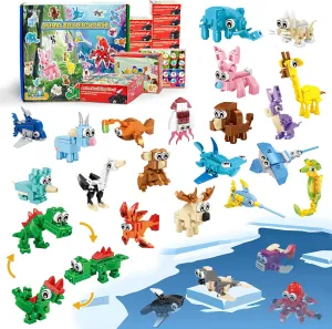 Party Favors for Kids - 24 Pack 72 Kinds of Animals Building Block Toy Stocking Stuffers Classroom Prizes Goodie Bags Easter Gifts Building Set, Christmas Birthday Gift for Boys Girls Ages 6-12 