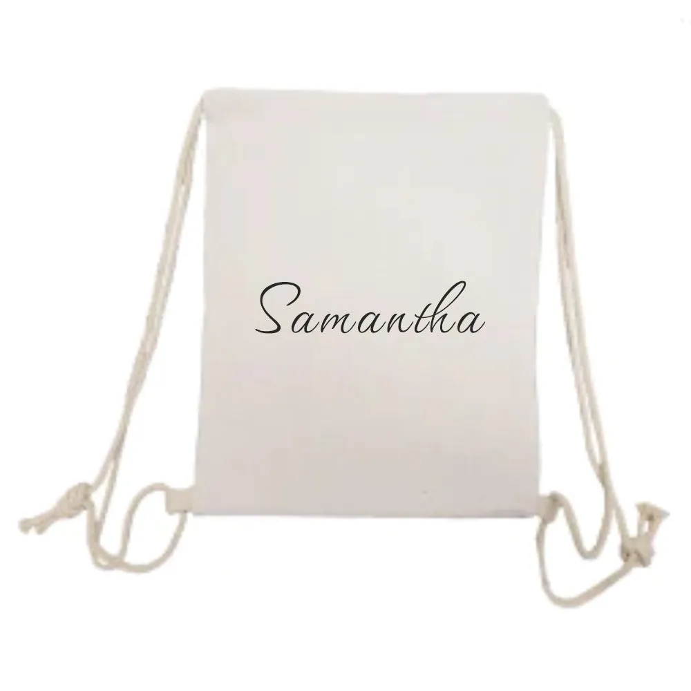 Personalised Linen Drawstring Bag