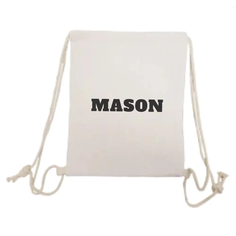 Personalised Linen Drawstring Bag