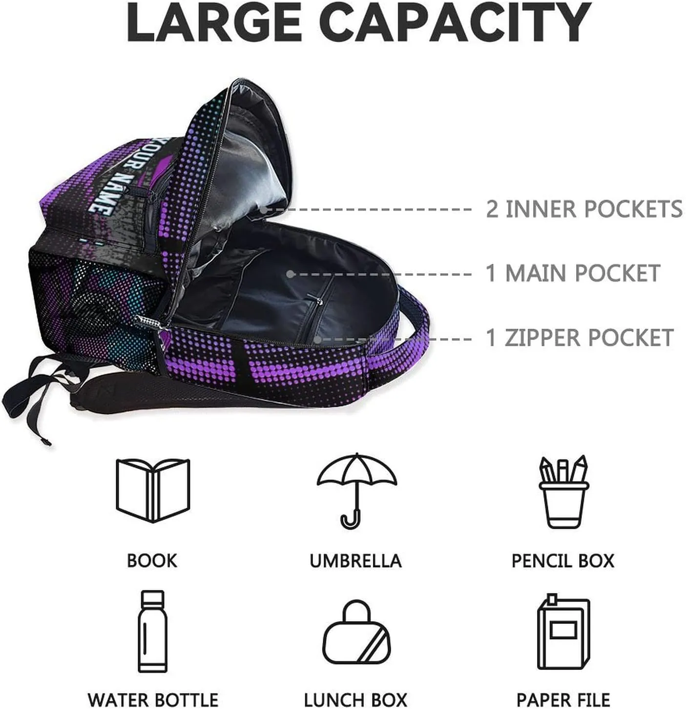 Personalized Car Backpack for School - 17 Inches Custom Kids Backpacks for Kids - Cool Colorful Bookbag for Middle School