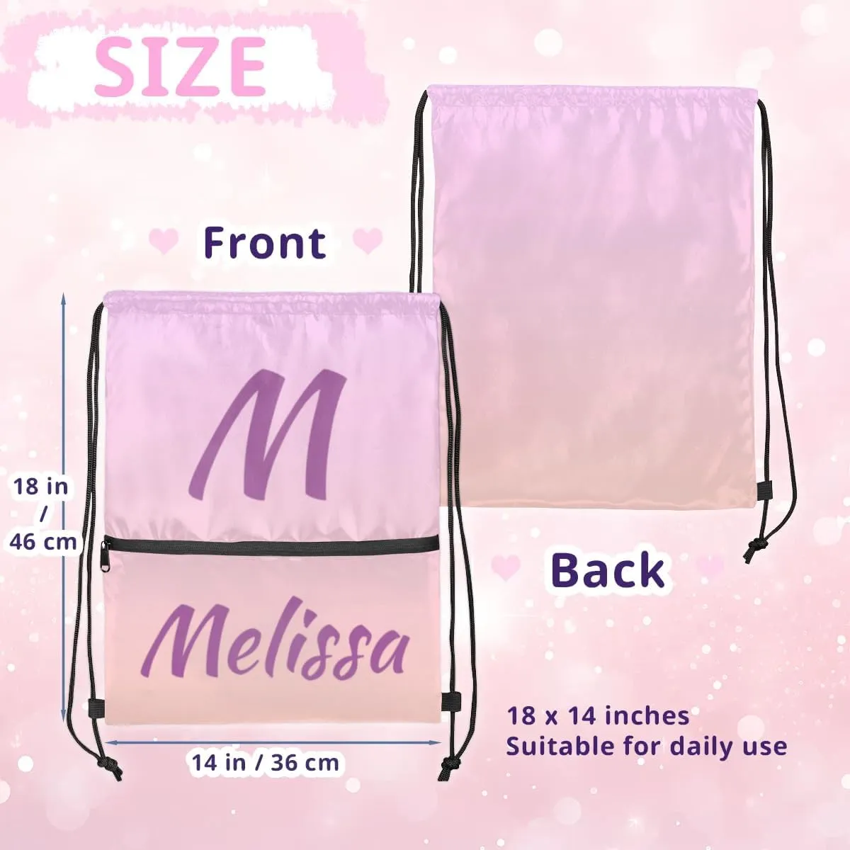 Personalized Drawstring Backpack With Your Name Logo Picture Custom Cheer bag Dance Sports Gym for Girls Waterproof Competition Bag
