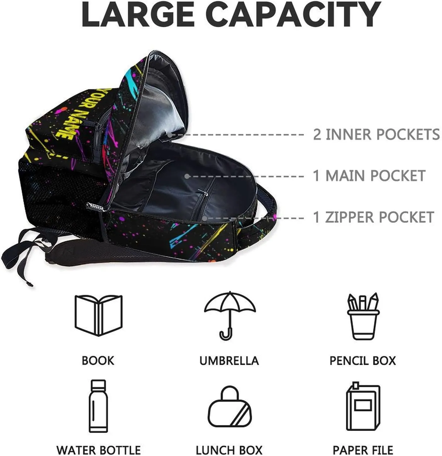 Personalized Truck Backpack for Teens, 17 Inch Colorful Backpacks for Primary School, Durable Bookbag for Kids