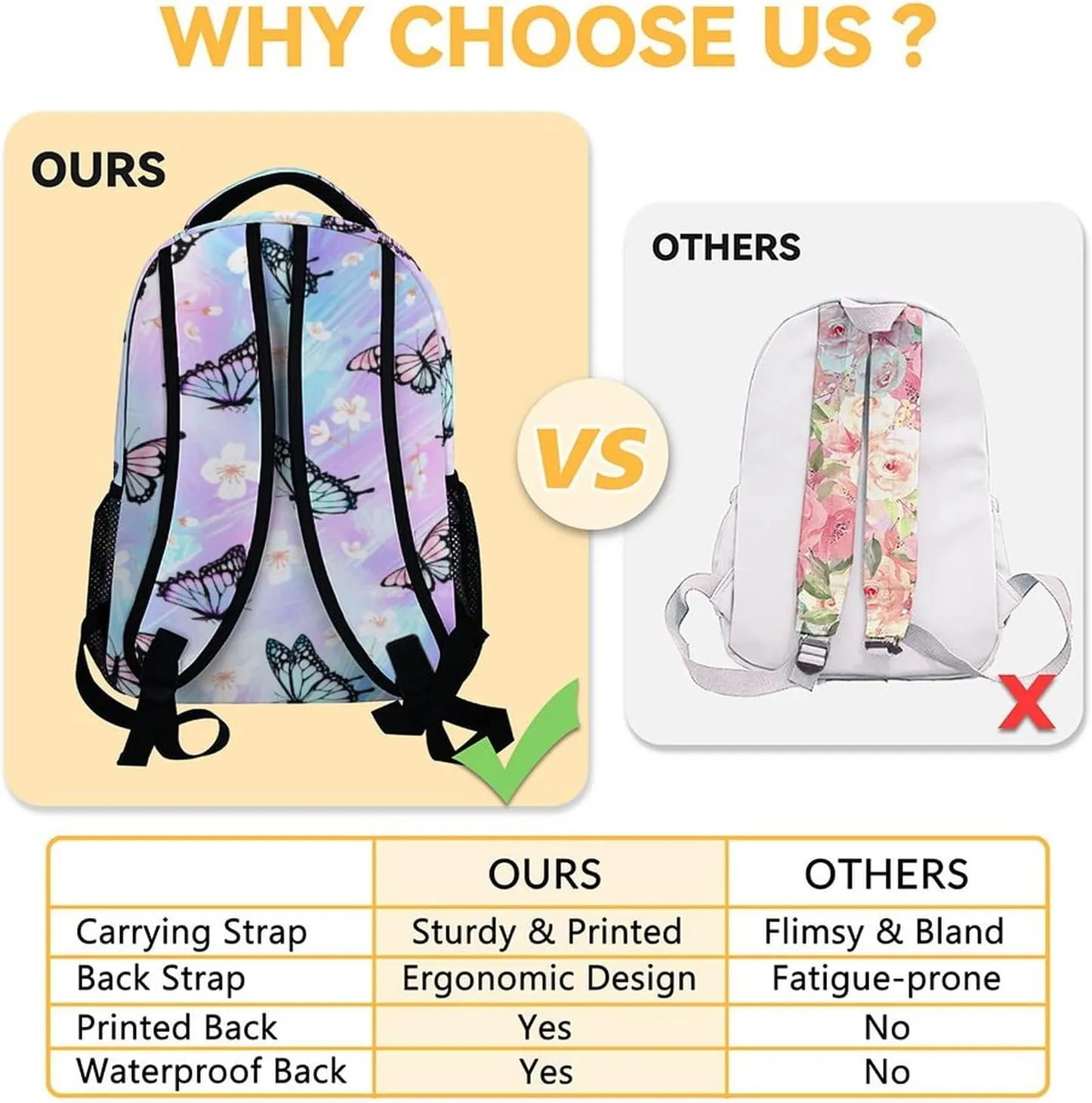 Personalized Youth Butterfly Backpack with Lunch Box - Set of 3 Customized School Backpacks Matching Combo - Pretty Colorful Bookbag and Pencil Case Bundle