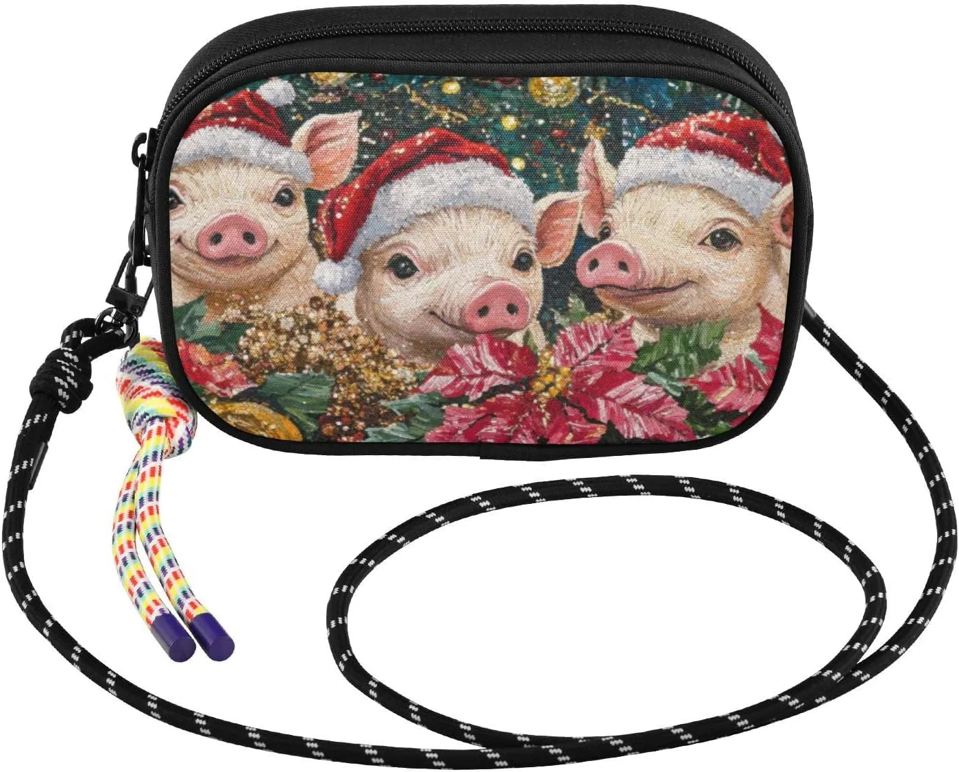 Pig Cute Christmas Small Crossbody Bags for Women Cell Phone Purses Women's Shoulder Handbag Wallet Purse