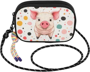 Pig Cute Colorful Dots Small Crossbody Bags for Women Cell Phone Purses Women's Shoulder Handbag Wallet Purse