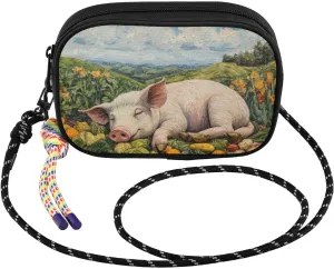 Pig Sleep Garden Small Crossbody Bags for Women Cell Phone Purses Women's Shoulder Handbag Wallet Purse