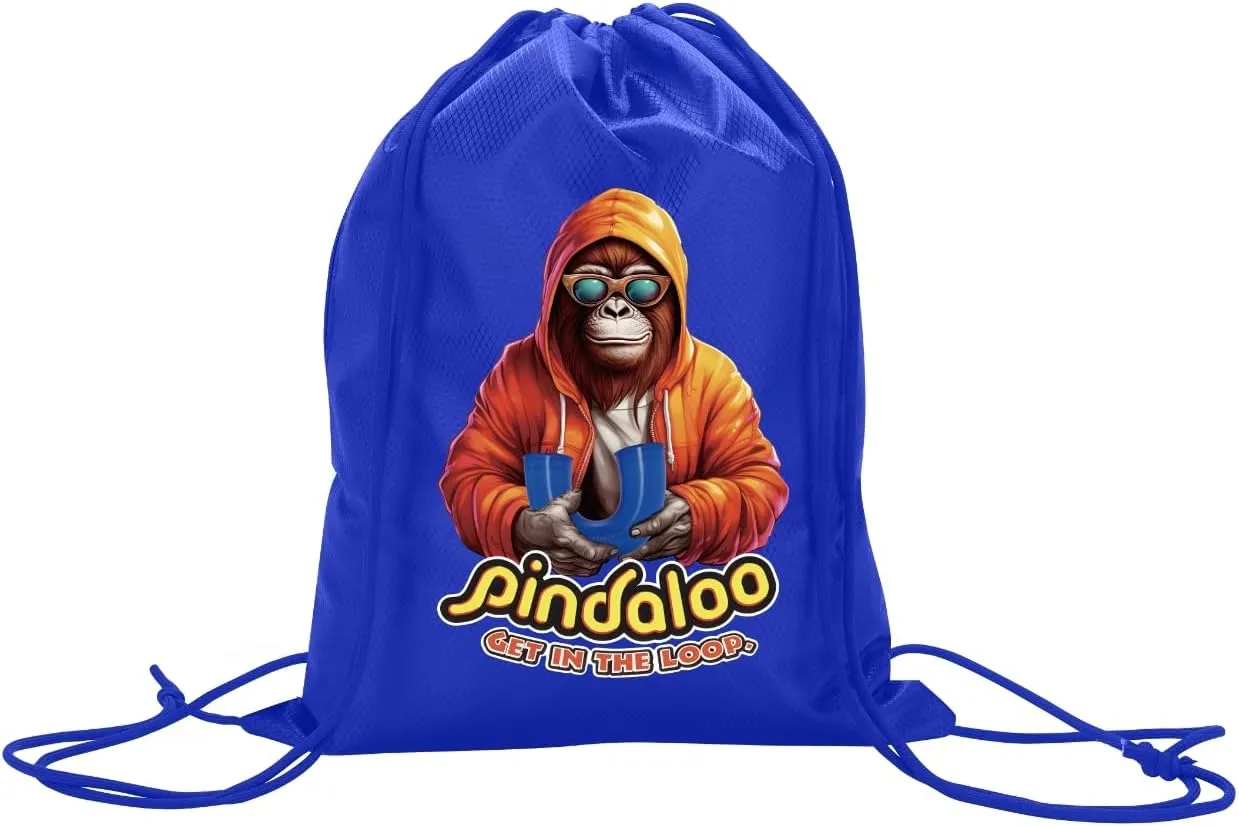 pindaloo cool Drawstring Backpack Bag - Blue 2 different sides logo.