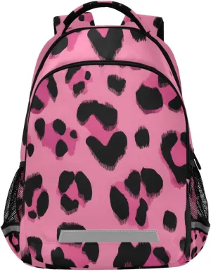 Pink Cheetah Leopard Texture Backpack for Girls Boys School Bookbag Kids Daypack Lightweight Laptop Backpack Back to School Supplies