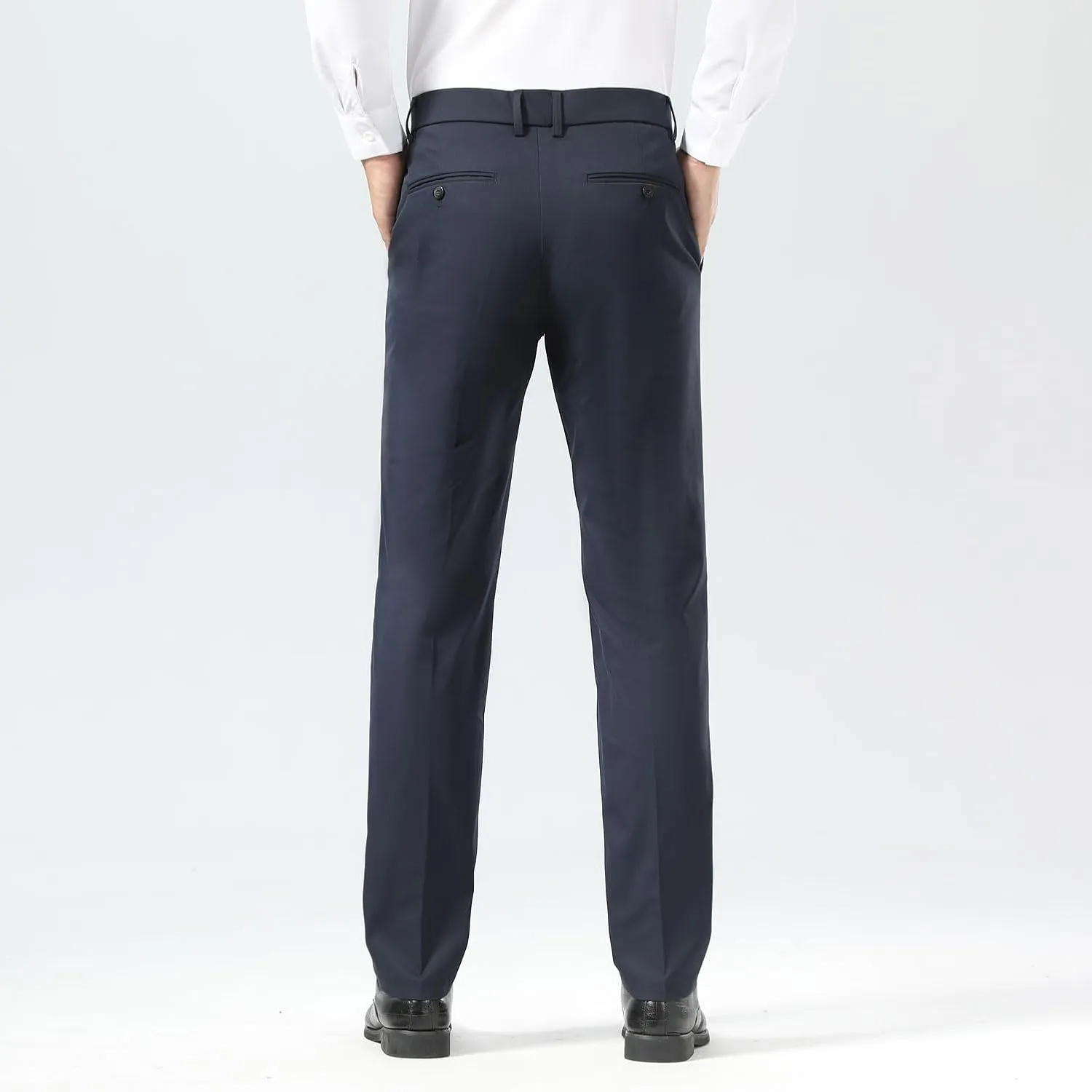 Plaid&Plain Men's Dress Pants Slim Fit Stretch Khaki Pants Wrinkle Free