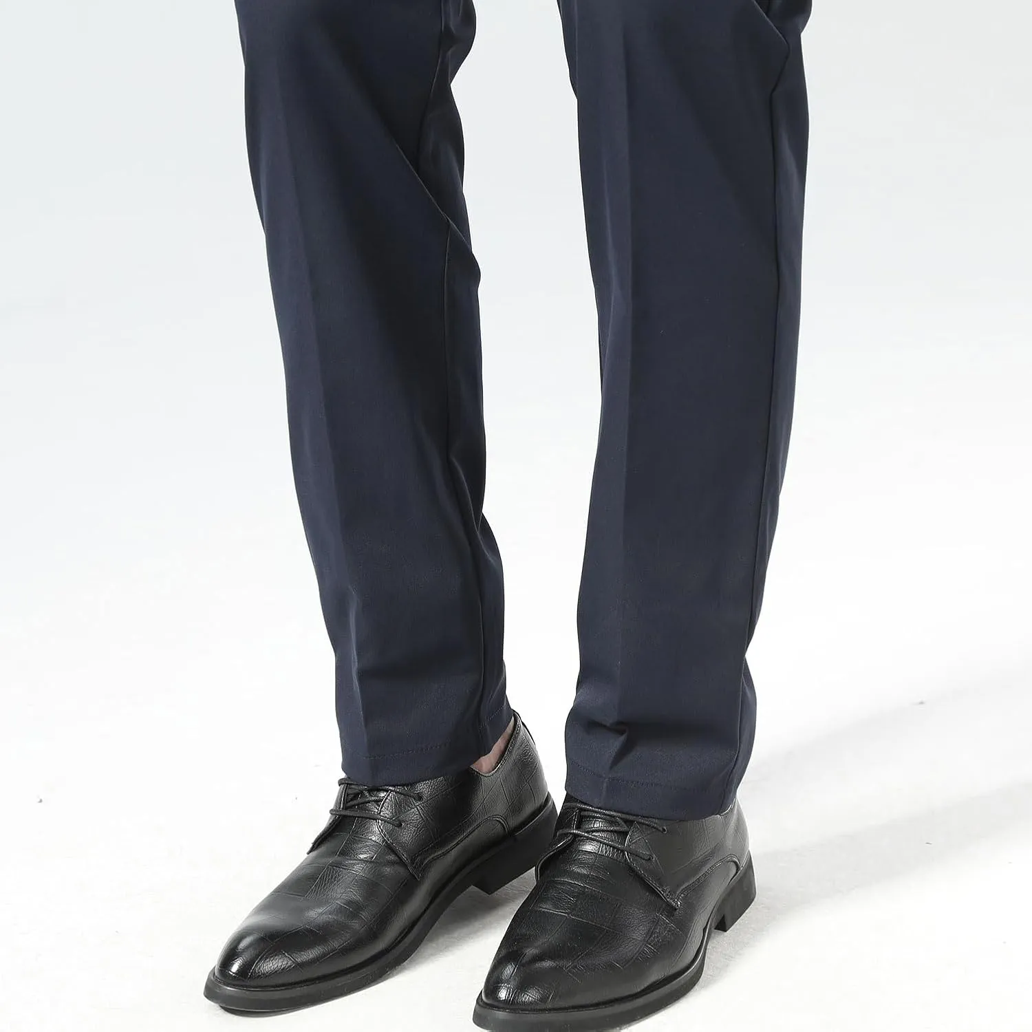 Plaid&Plain Men's Dress Pants Slim Fit Stretch Khaki Pants Wrinkle Free