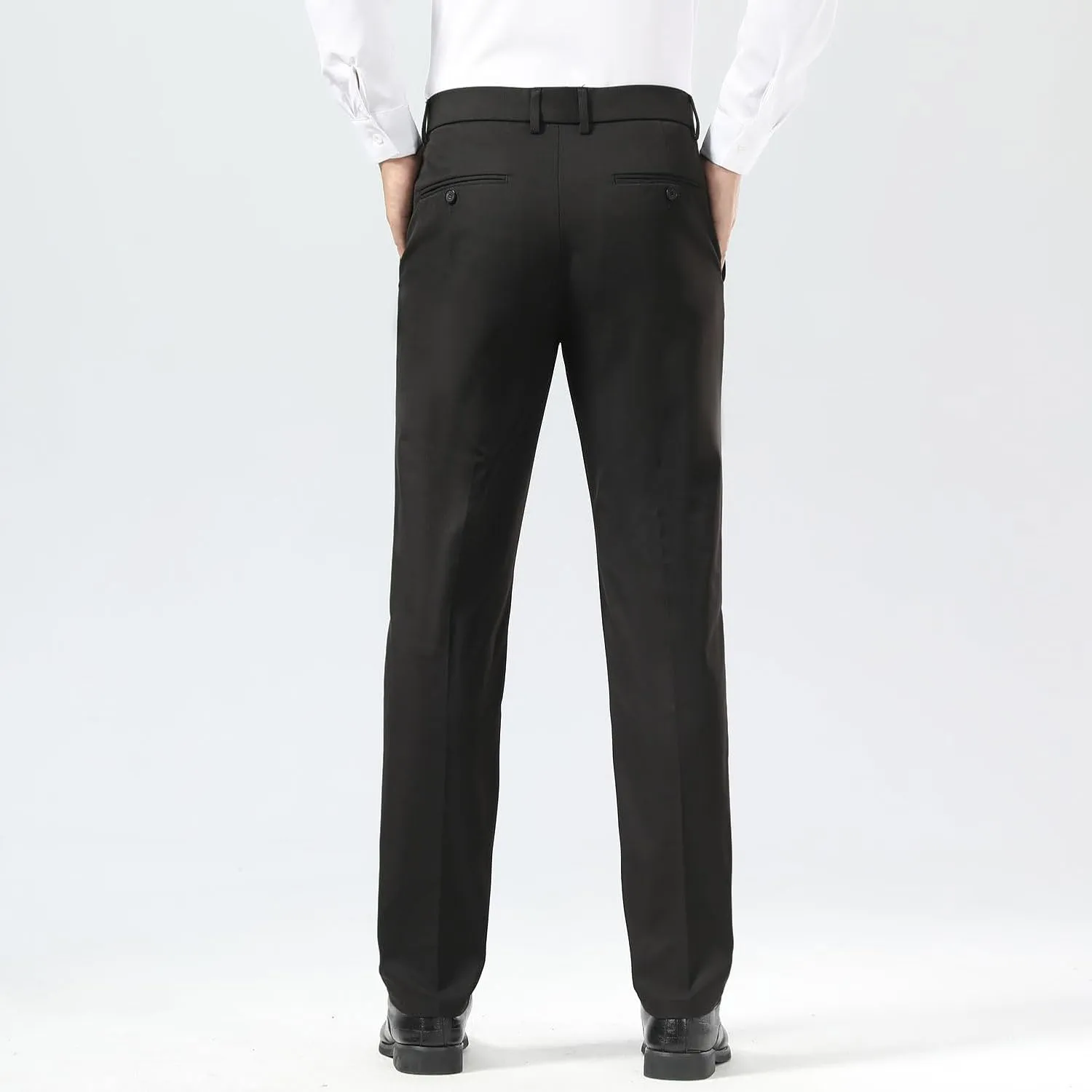 Plaid&Plain Men's Dress Pants Slim Fit Stretch Khaki Pants Wrinkle Free