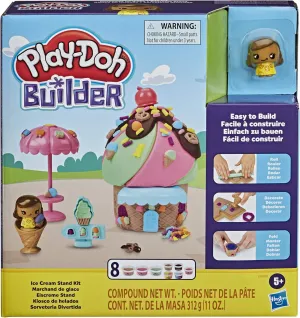Play-Doh Builder Ice Cream Stand Toy Building Kit for Kids 5 Years and Up with 8 Cans of Non-Toxic Modeling Compound - Easy to Build DIY Craft Set