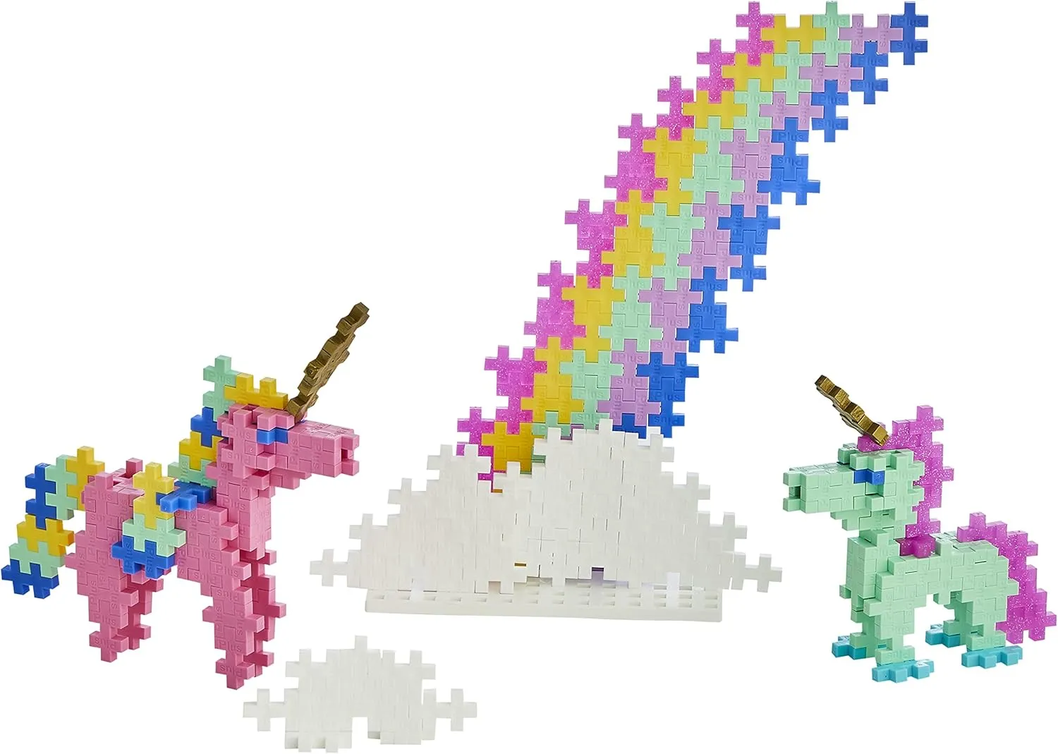 PLUS PLUS Learn to Build Set, Interlocking Mini Building Blocks, 3D Puzzle Construction Stem Toy for Kids - Unicorns, 275 Pieces