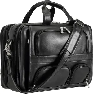 Polare Full Grain Cowhide Leather 17'' Laptop Large Briefcase for Men Business Messenger Bag Work Bag