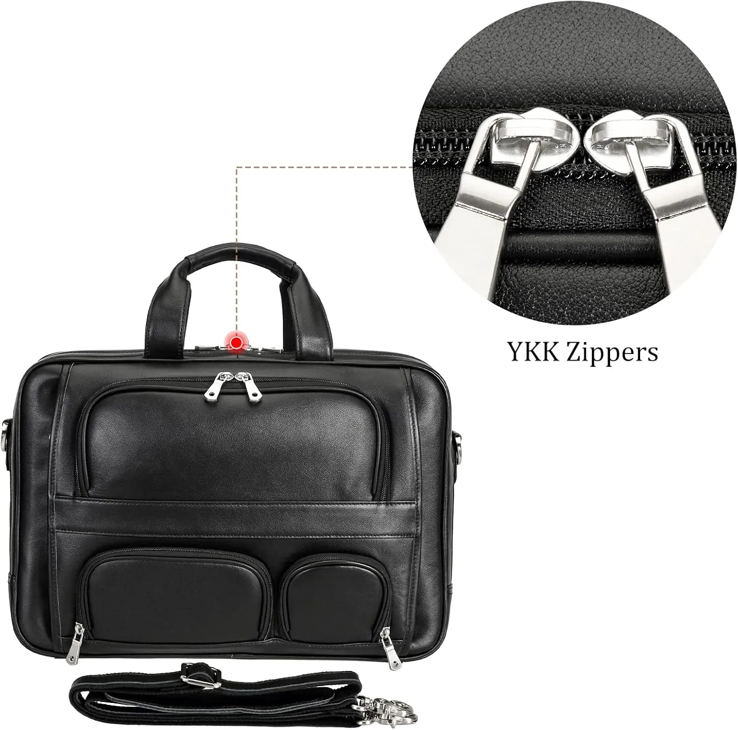 Polare Full Grain Cowhide Leather 17'' Laptop Large Briefcase for Men Business Messenger Bag Work Bag