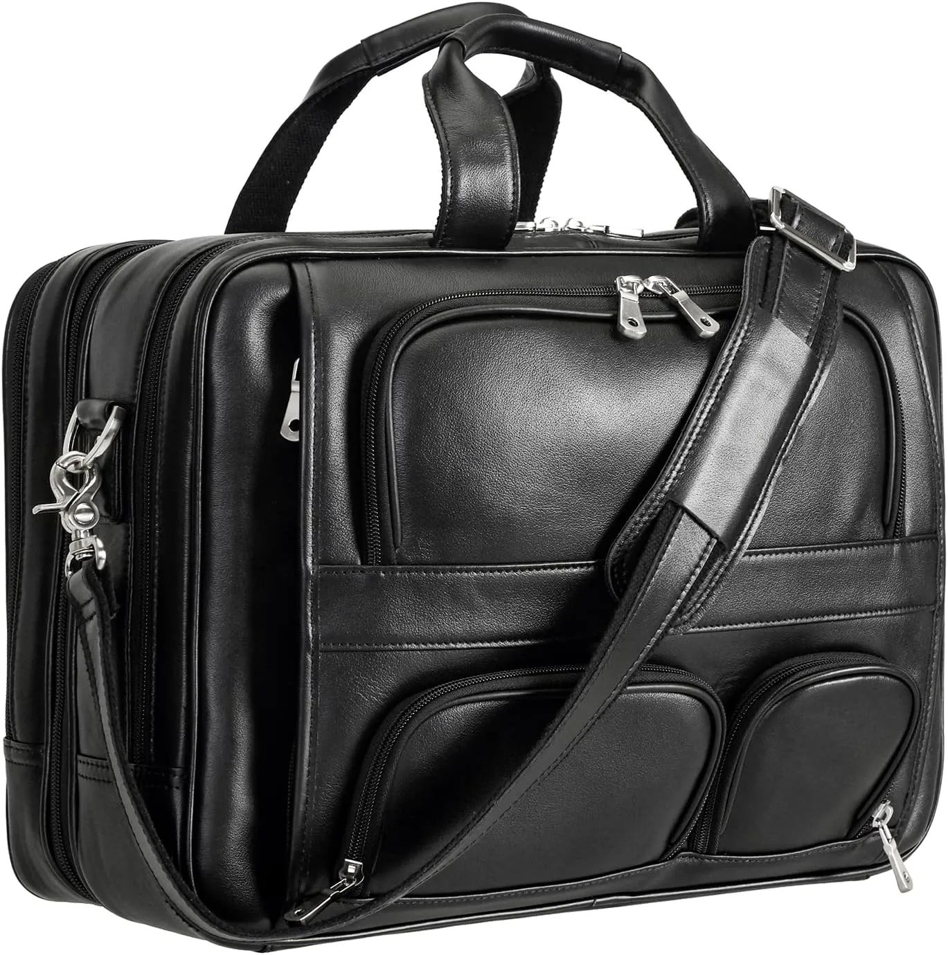 Polare Full Grain Cowhide Leather 17'' Laptop Large Briefcase for Men Business Messenger Bag Work Bag