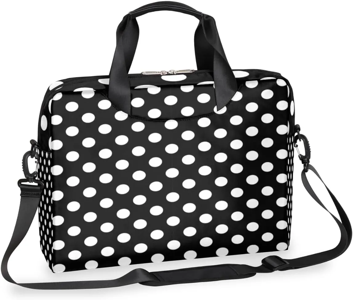 Polka Dot Classic 16 Inch Laptop Bag Case 15 15.6 Computer Shoulder Messenger Bag Waterproof Decorative Laptop Carrying Case with Adjustable Shoulder Strap for Men, Women