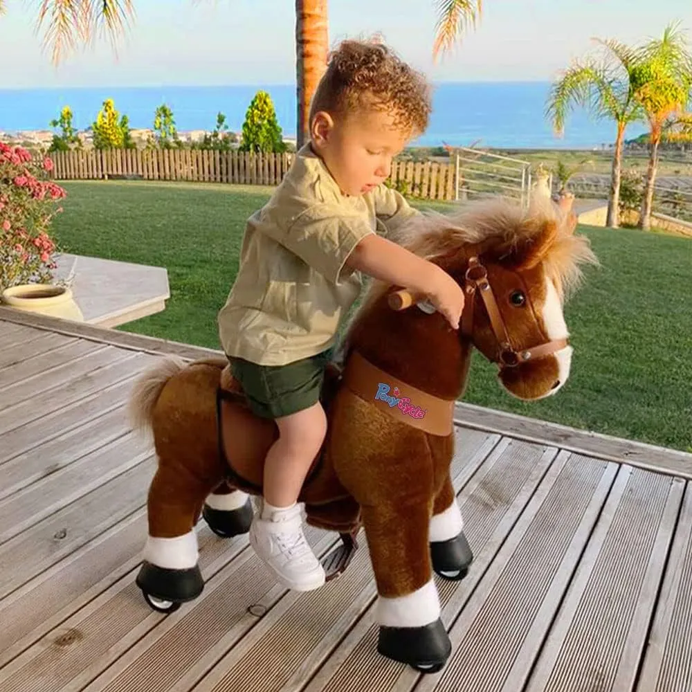 PonyCycle Ride on Horse Pony Ride on Toys for Boys Classic Model U (with Brake/ 30" Height/Size 3 Rocking Horse for Age 3-4) Riding Horse with Wheels Mechanical Walking Animal Plush Gifts Ux324