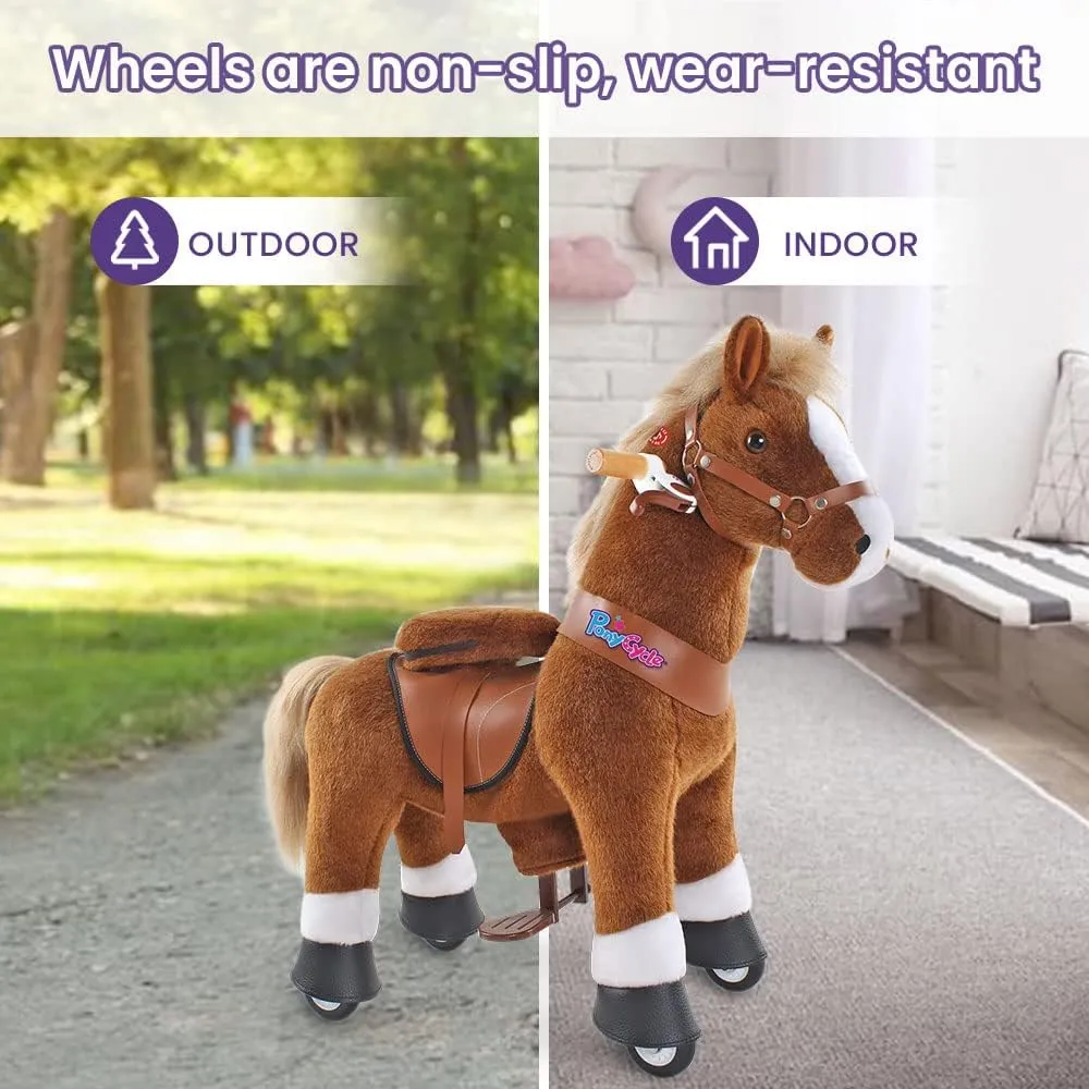 PonyCycle Ride on Horse Pony Ride on Toys for Boys Classic Model U (with Brake/ 30" Height/Size 3 Rocking Horse for Age 3-4) Riding Horse with Wheels Mechanical Walking Animal Plush Gifts Ux324