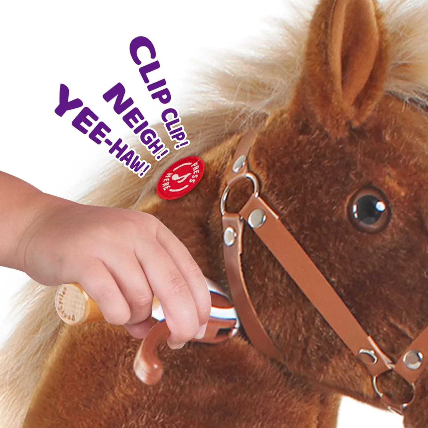 PonyCycle Riding Horse Toy with Brake, Sound Mechanical Pony Classic Model U Brown Giddy up Pony Plush Walking Animal Size 3 for Age 3-4 Years - Ux324