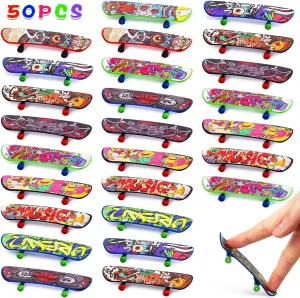 POPLAY 50PCS Mini Finger Skateboards, Finger Boards Toy Mini Skateboard for Kids Party Favors, Birthday Goodie Bag Stuffers, Classroom Prizes Exchange Gifts