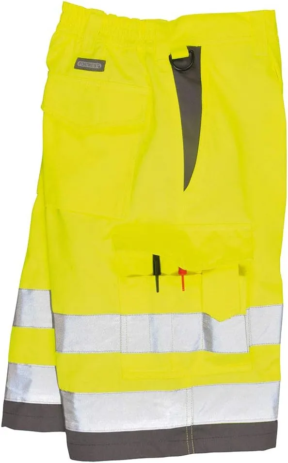 Portwest Hi-Vis P/C Shorts Cargo Visibility Reflective Summer Cool Work Wear Pants ANSI E