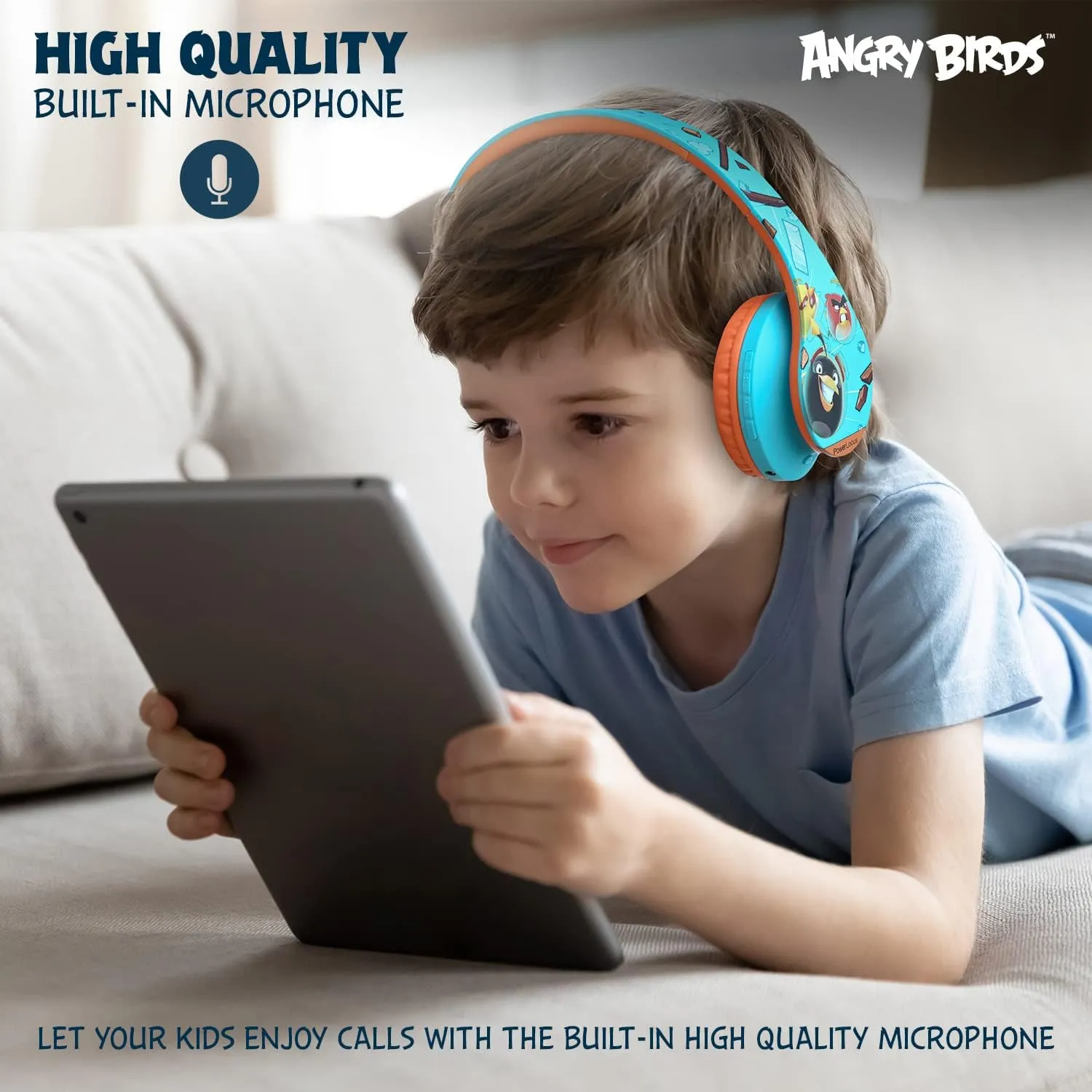 PowerLocus Kids Headphones Angry Birds Edition, Wireless Kids Headphones, 85dB Volume Limited, Foldable with Case, Wired and Micro SD Mode, Built-in Mic for Phone/iPad/School