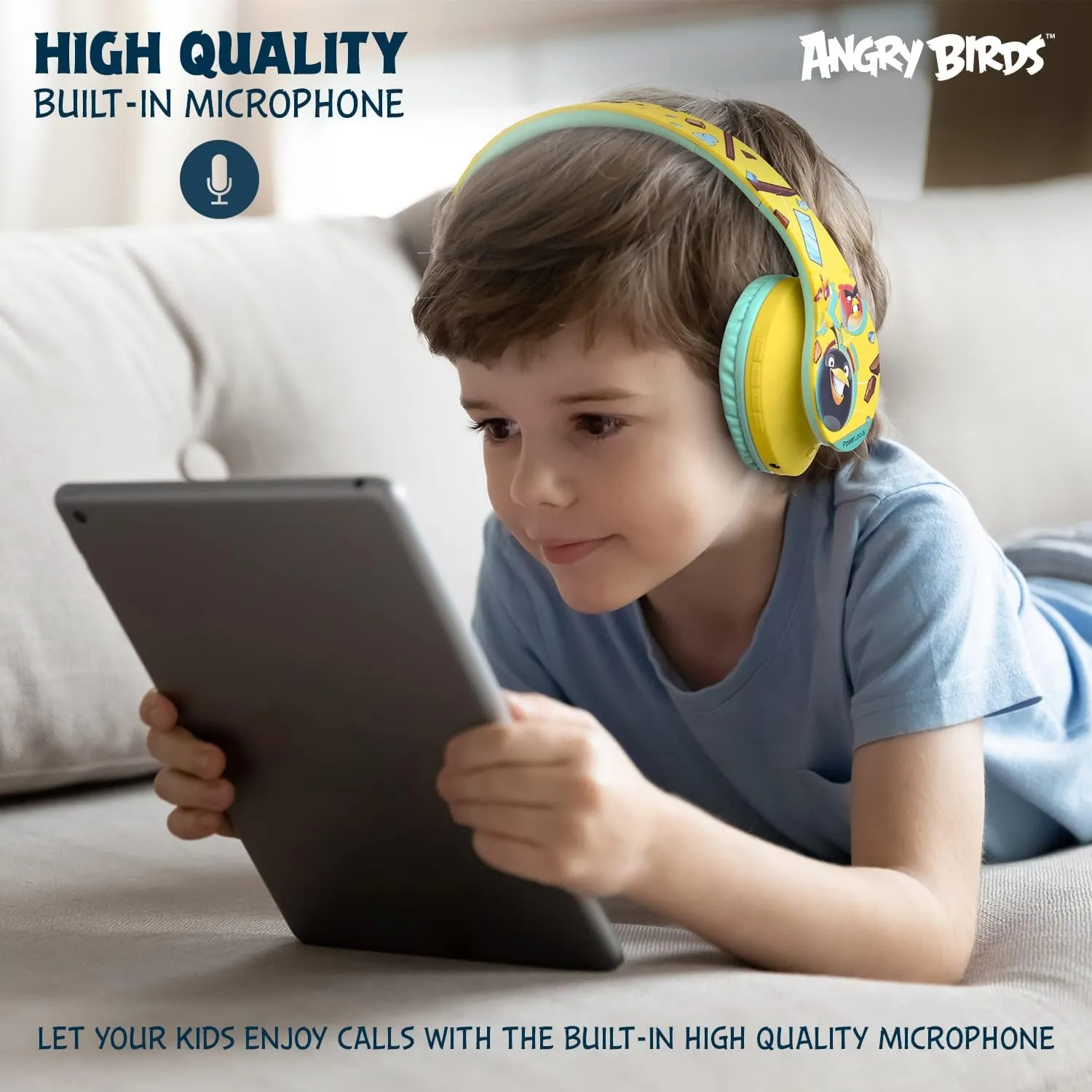 PowerLocus Kids Headphones Angry Birds Edition, Wireless Kids Headphones, 85dB Volume Limited, Foldable with Case, Wired and Micro SD Mode, Built-in Mic for Phone/iPad/School