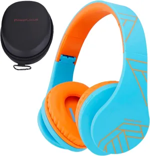 PowerLocus Kids Headphones Over-Ear, Bluetooth Wireless Headphones for Kids,with Microphone, Safe 85DB Volume Limited, Foldable with Carry Case, Audio Cable, Micro SD mode for Online Classes,PC,Phones