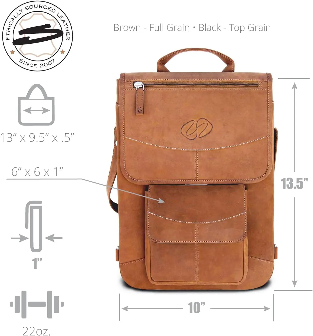 Premium Leather Shoulder Bag for 13 MacBook Air, Pro | Protective Laptop Case with Strap and Handle