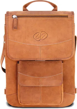 Premium Leather Shoulder Bag for 13 MacBook Air, Pro | Protective Laptop Case with Strap and Handle