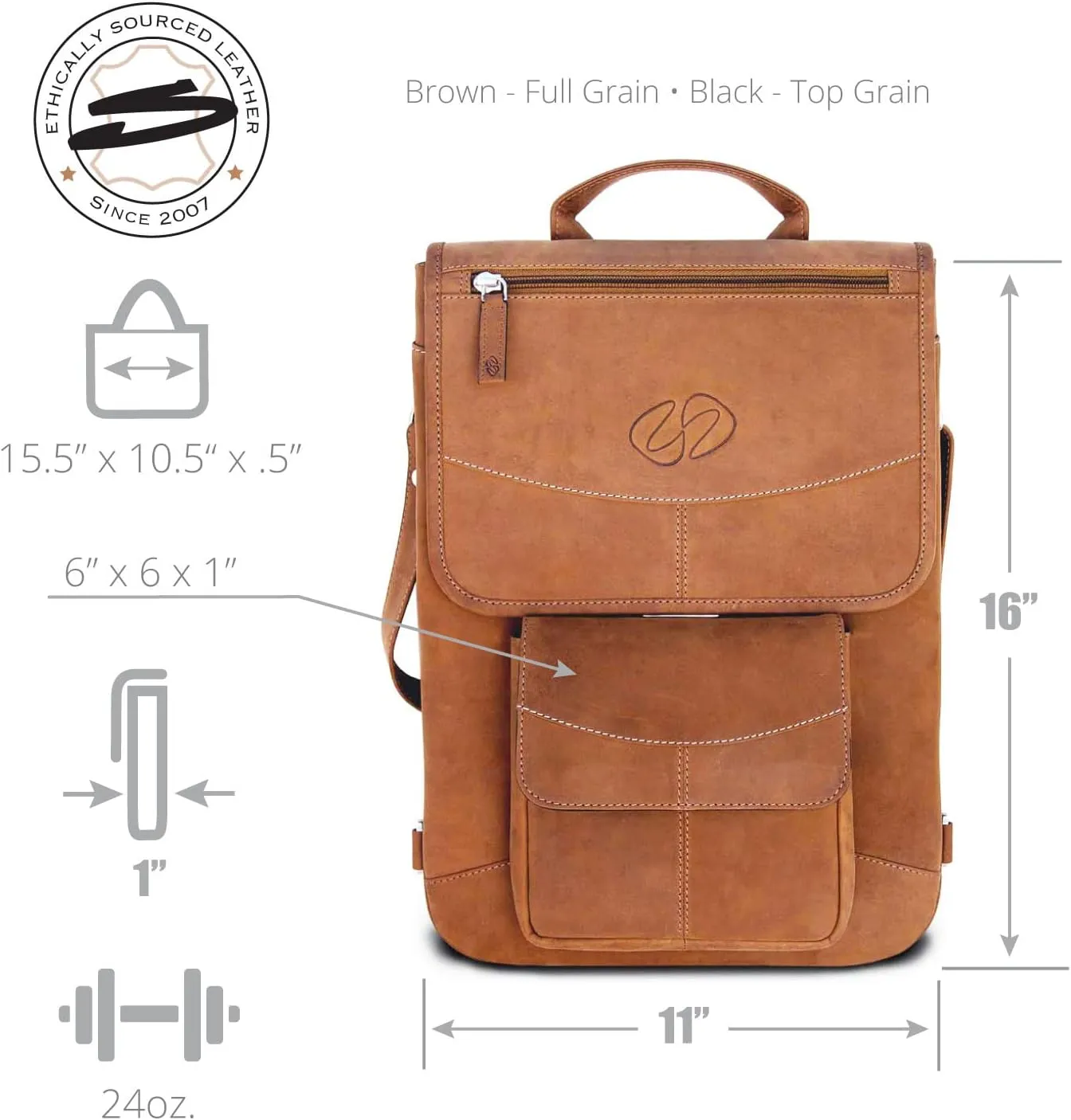 Premium Leather Shoulder Bag for 15 MacBook Air, Pro | Protective Laptop Case with Strap and Handle