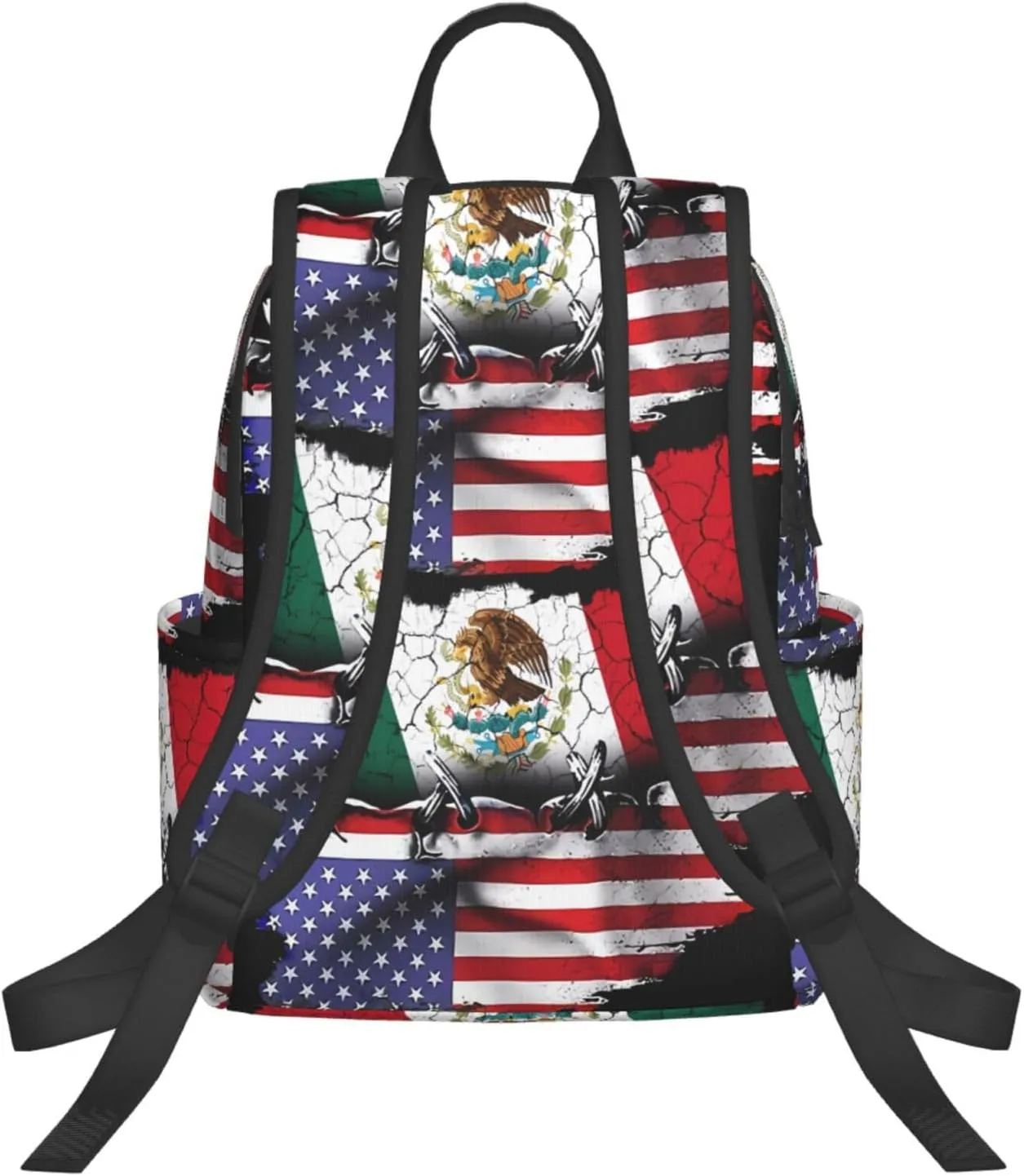 Pride Mexican American Flag Travel Backpacks Casual Laptop Backpack Sport Rucksack Large Capacity Daypack Multi-Pockets Adjustable Strap Bag for Working Hiking