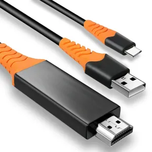 PRO USB-C HDMI Compatible with Realme 11 Pro at 8k/4k Plus Power 6ft/1.8M Cable:Full 4k 2160p@60Hz/8k 7680x4320@30Hz Thunderbolt 3/4